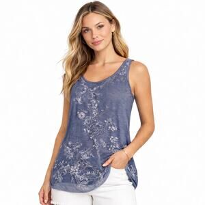 NWT Curations Embroidered Sheer Overlay Tank S